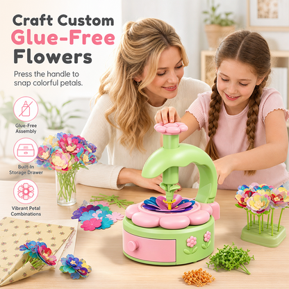 🌸 DIY-Blumenstrauß-Bastelset für Kinder mit Blumenpresse – Kunst- und Bastelspielzeug, Geschenk für Mädchen