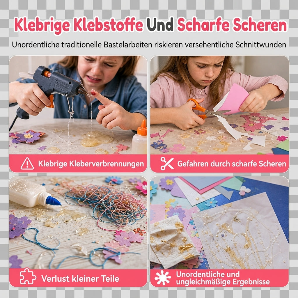 🌸 DIY-Blumenstrauß-Bastelset für Kinder mit Blumenpresse – Kunst- und Bastelspielzeug, Geschenk für Mädchen