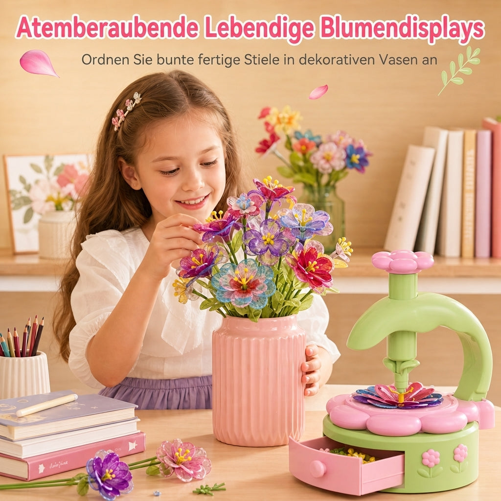 🌸 DIY-Blumenstrauß-Bastelset für Kinder mit Blumenpresse – Kunst- und Bastelspielzeug, Geschenk für Mädchen