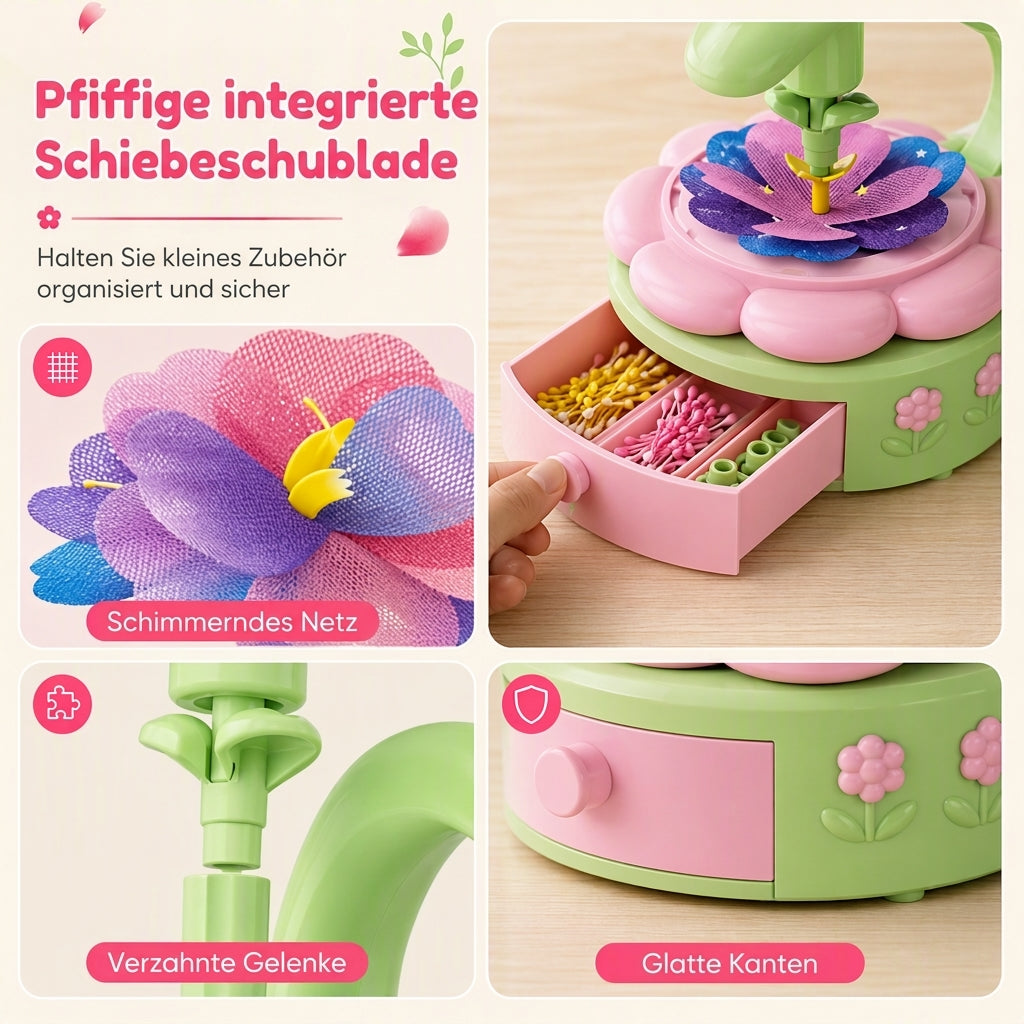 🌸 DIY-Blumenstrauß-Bastelset für Kinder mit Blumenpresse – Kunst- und Bastelspielzeug, Geschenk für Mädchen
