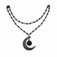 🖤 Sparen Sie 50 %! 🌙 Gothische Halskette aus Kristallperlen – Anhänger in Form eines hohlen Mondes ✨