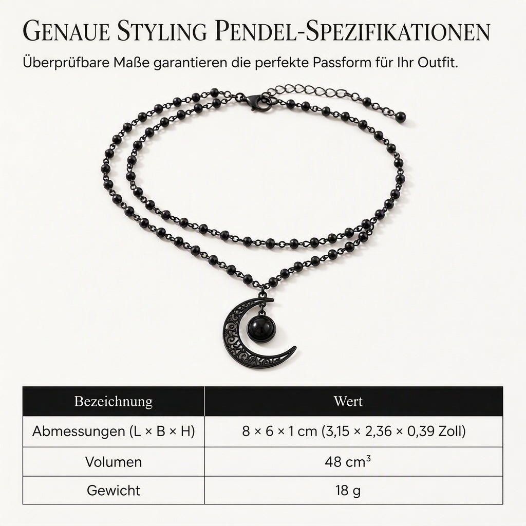 🖤 Sparen Sie 50 %! 🌙 Gothische Halskette aus Kristallperlen – Anhänger in Form eines hohlen Mondes ✨