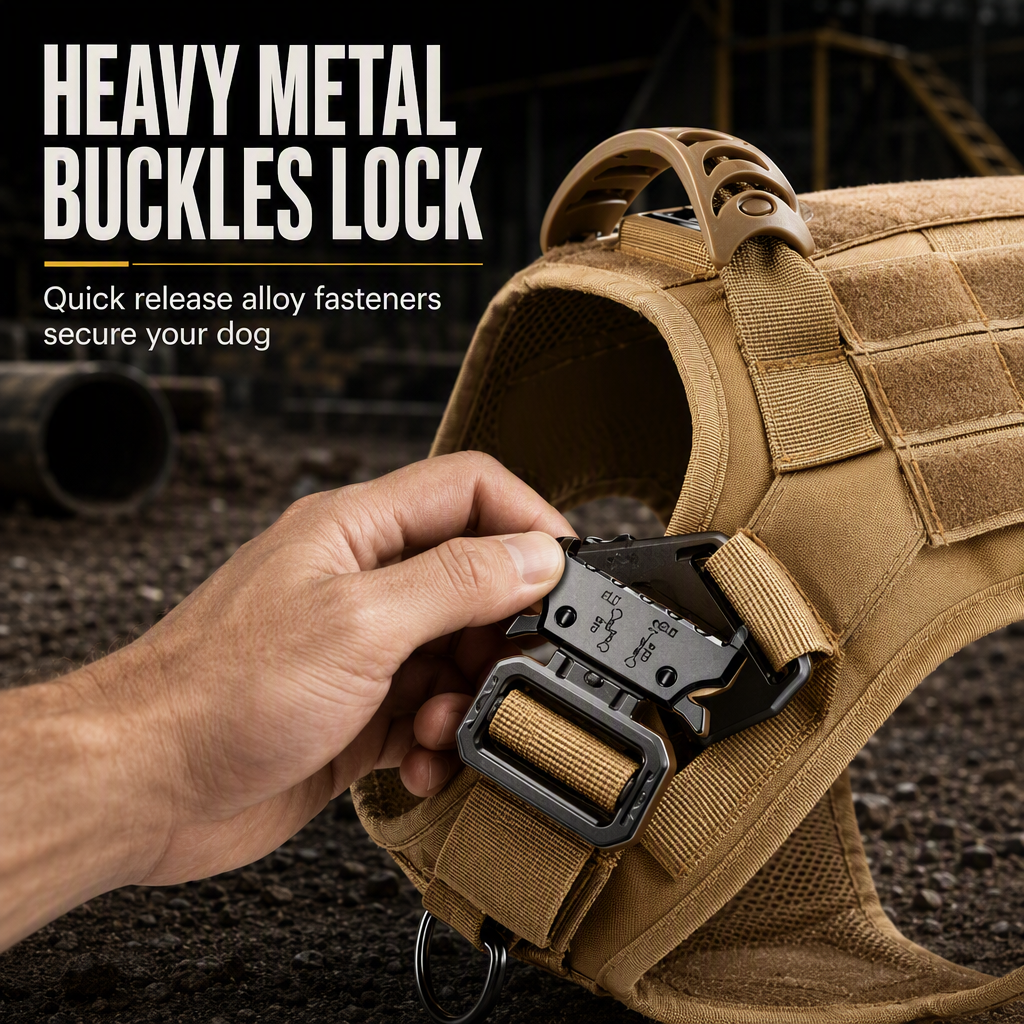 Tactical Dog Harness Heavy Duty Pet Working Vest for Medium and Large Dogs Quick Release Training Vest for Outdoor Activities