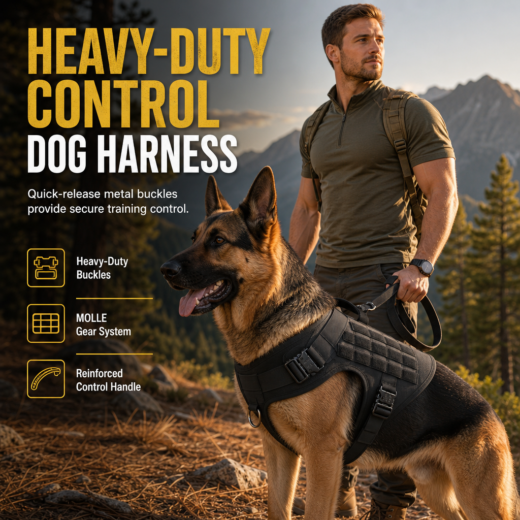Tactical Dog Harness Heavy Duty Pet Working Vest for Medium and Large Dogs Quick Release Training Vest for Outdoor Activities