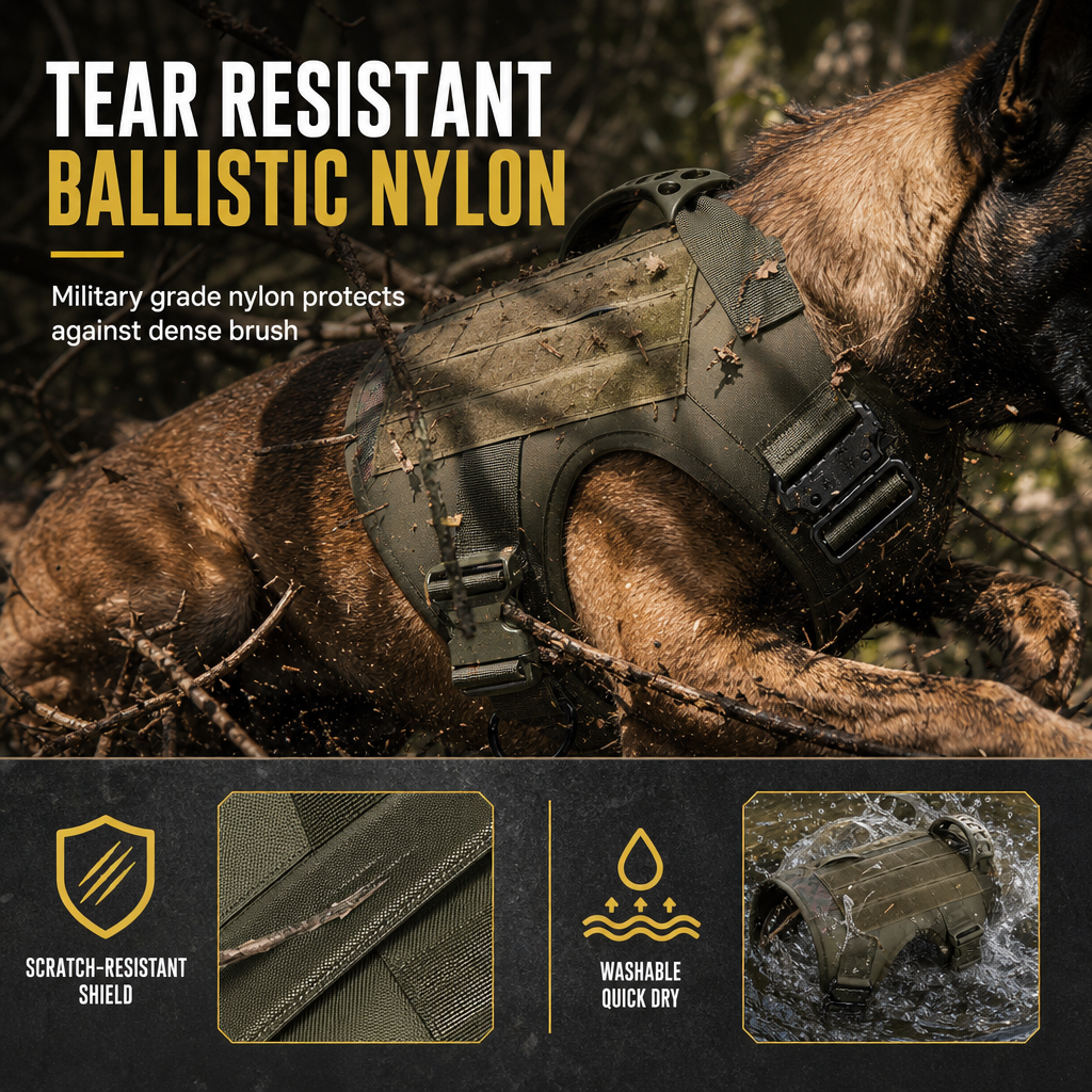 Tactical Dog Harness Heavy Duty Pet Working Vest for Medium and Large Dogs Quick Release Training Vest for Outdoor Activities