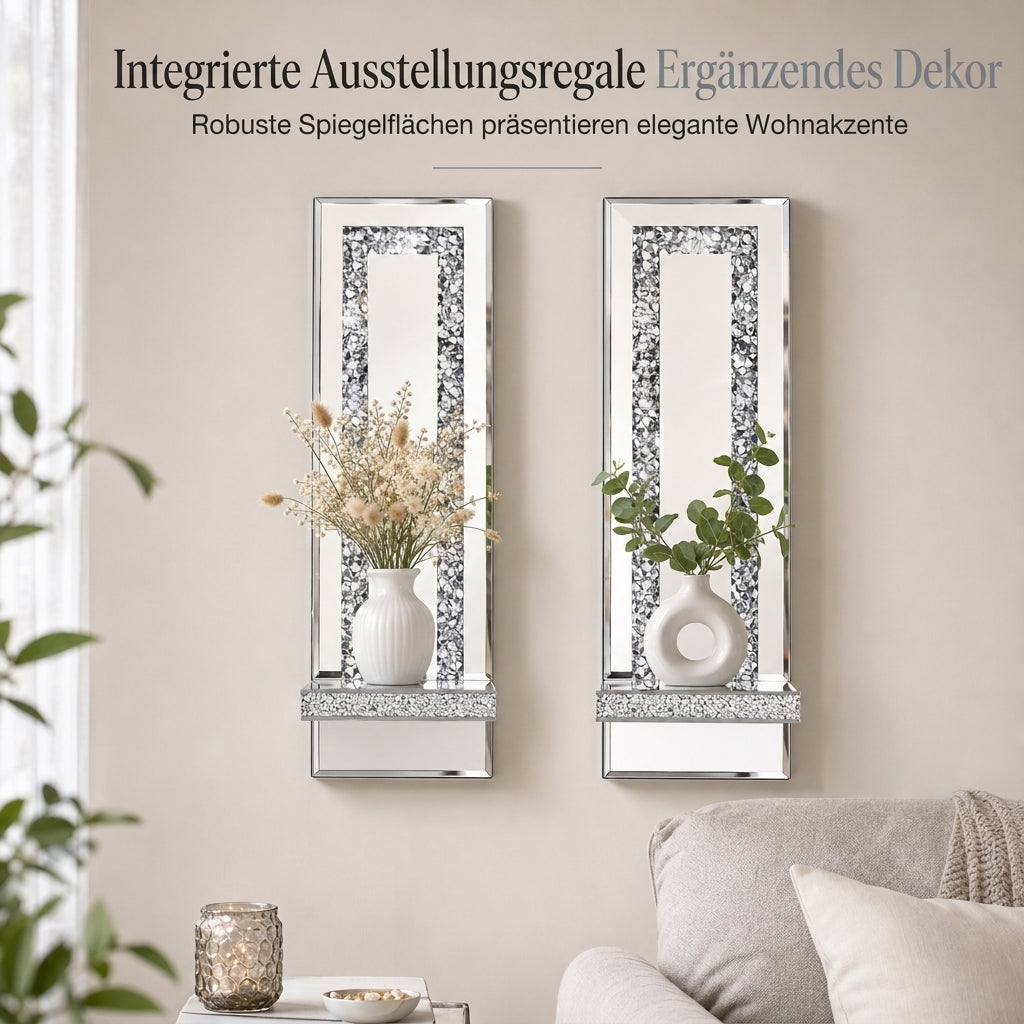 ⏳Begrenzte Zeit 50% Rabatt💥2er-Set Silberne, verspiegelte Kristall-Kerzenhalter mit Acryl-Kristallbrocken für Wohnzimmer, Esszimmer und als Wohndekoration