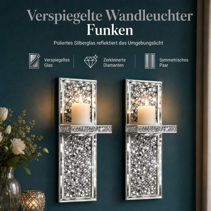 ⏳Begrenzte Zeit 50% Rabatt💥2er-Set Silberne, verspiegelte Kristall-Kerzenhalter mit Acryl-Kristallbrocken für Wohnzimmer, Esszimmer und als Wohndekoration