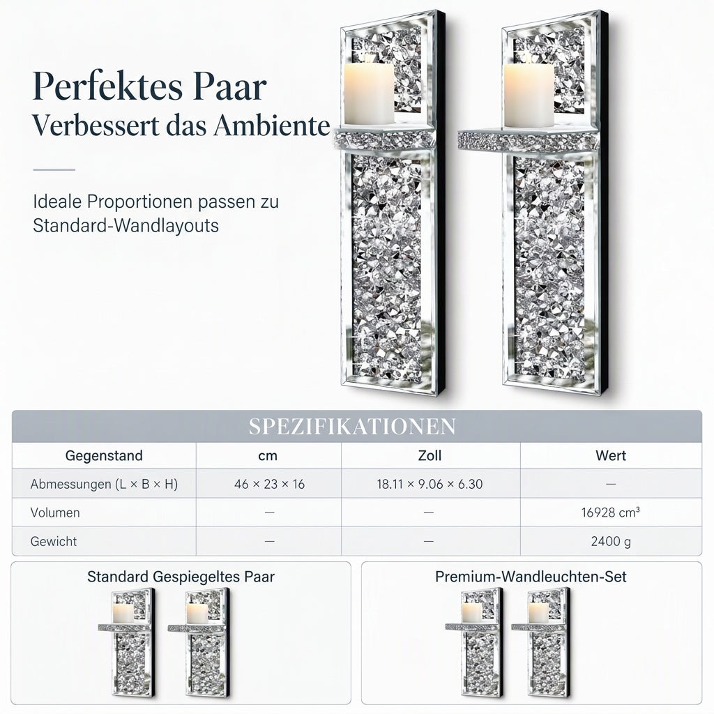 ⏳Begrenzte Zeit 50% Rabatt💥2er-Set Silberne, verspiegelte Kristall-Kerzenhalter mit Acryl-Kristallbrocken für Wohnzimmer, Esszimmer und als Wohndekoration