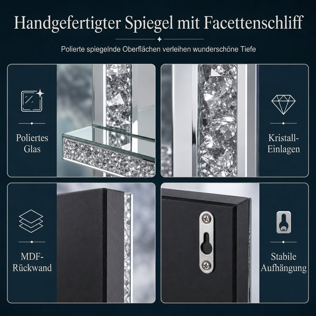 ⏳Begrenzte Zeit 50% Rabatt💥2er-Set Silberne, verspiegelte Kristall-Kerzenhalter mit Acryl-Kristallbrocken für Wohnzimmer, Esszimmer und als Wohndekoration