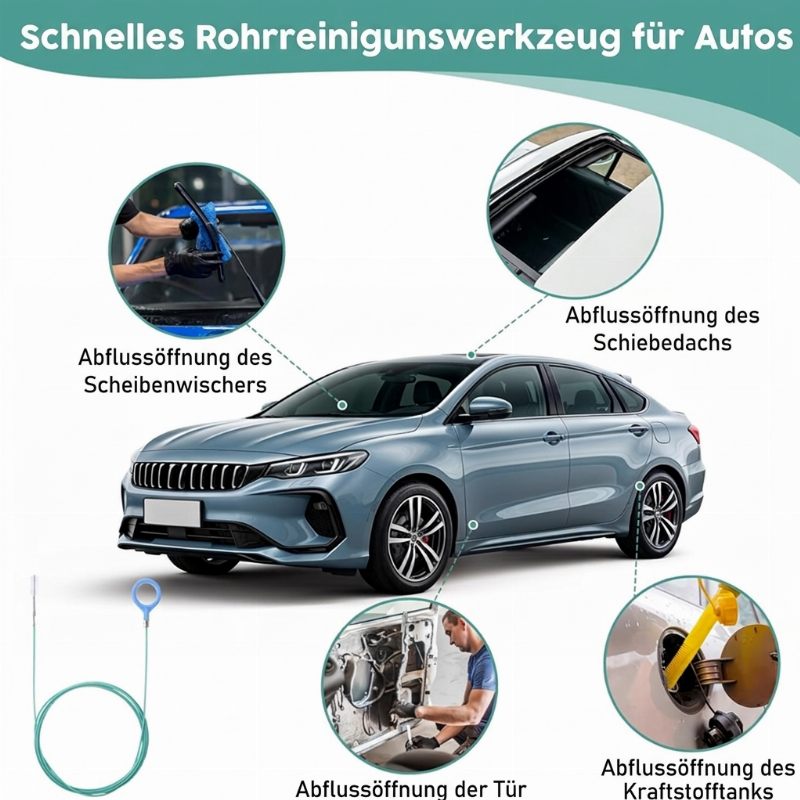 ⏳Begrenzte Zeit 50% Rabatt💥Werkzeug zur Reinigung des Schiebedachablaufs – Flexibler Rohrbürste