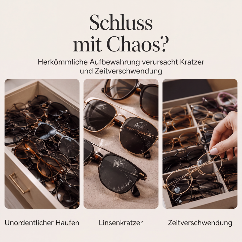 🌟Begrenzte Zeit 50% Rabatt🕶️2-stöckige Sonnenbrillen-Aufbewahrungsbox mit transparenter Glasoberseite zur Präsentation