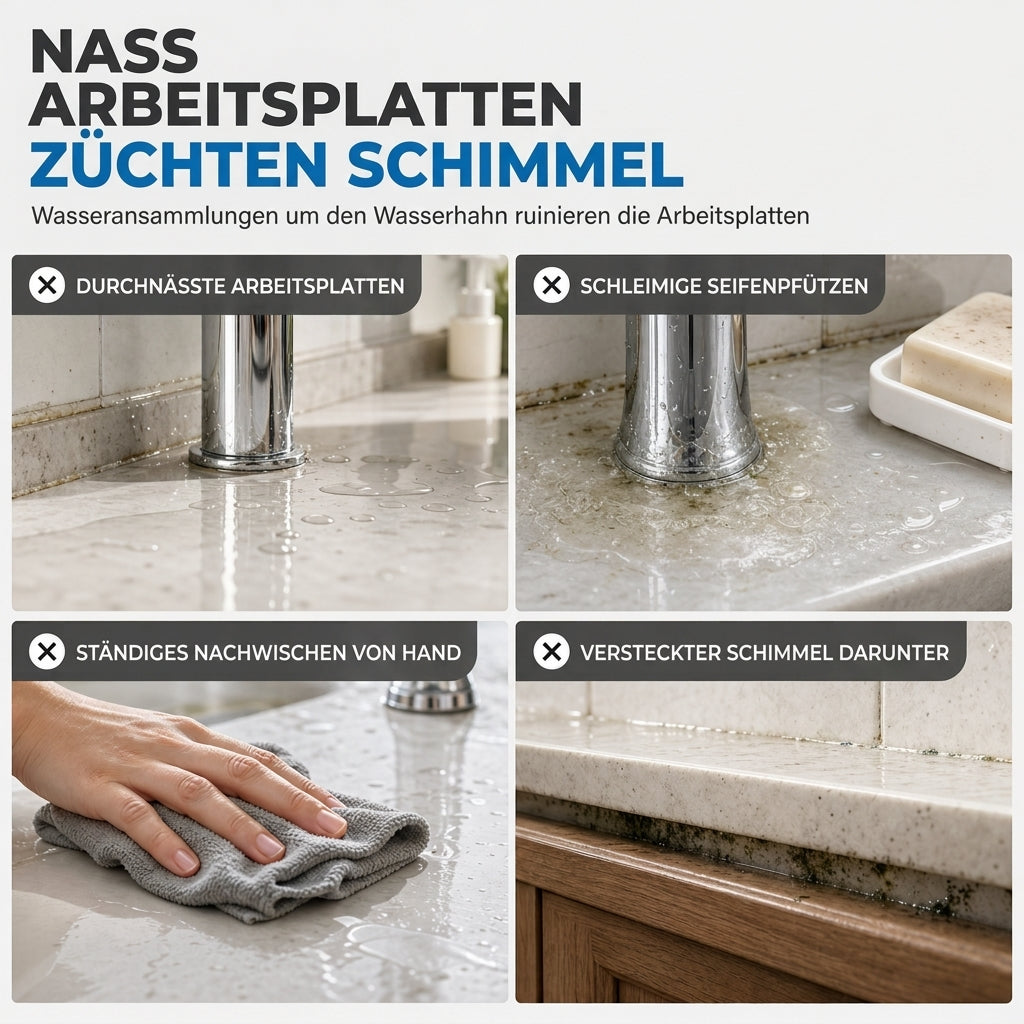 ⏳Begrenzte Zeit 50% Rabatt💥Zuschneidbarer Spritzschutz für Wasserhähne aus lebensmittelechtem Silikon, verdickte schräge Abtropfmatte für Küchenspülen mit Muster