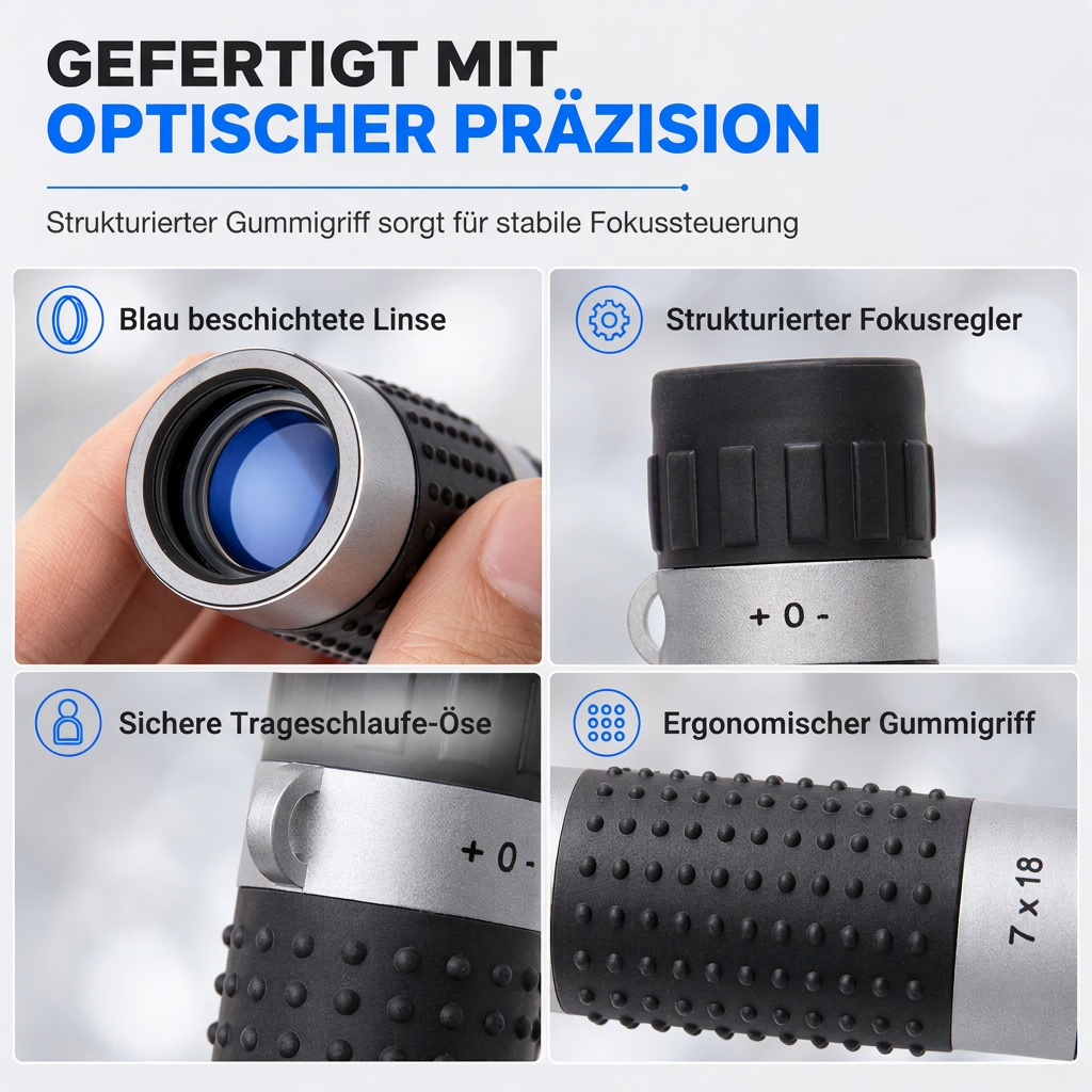 ⏳Begrenzte Zeit 50% Rabatt💥7x18 tragbares Monokular-Teleskop mit Fadenabstands-Teilungsskala für Golf, Besichtigungen und Sportveranstaltungen