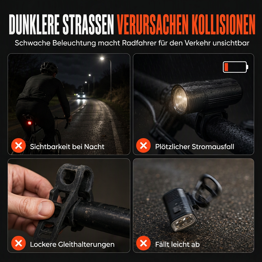 ⏳Begrenzte Zeit 50% Rabatt💥Helles Fahrradlicht-Set mit Frontscheinwerfer und Rücklicht für Nachtsicherheit Warnung Mountainbike Zubehör