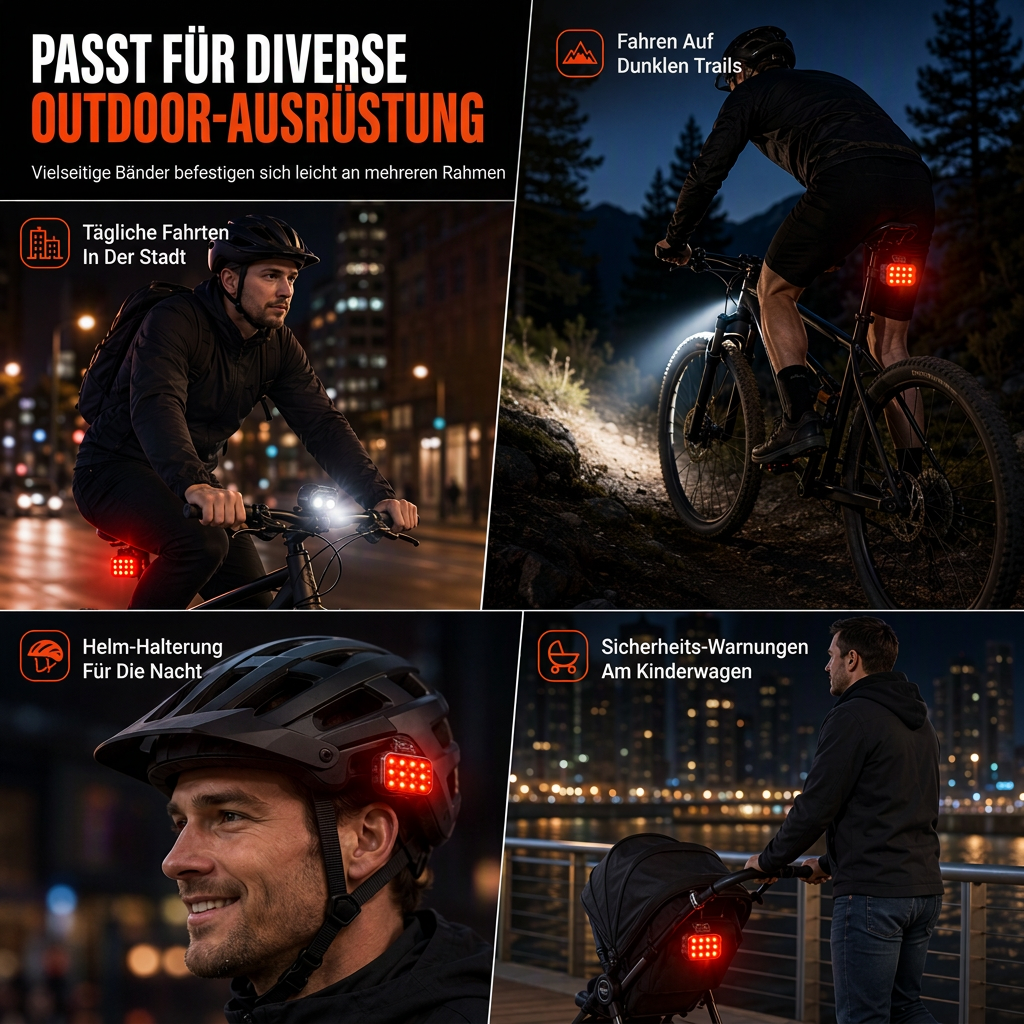 ⏳Begrenzte Zeit 50% Rabatt💥Helles Fahrradlicht-Set mit Frontscheinwerfer und Rücklicht für Nachtsicherheit Warnung Mountainbike Zubehör