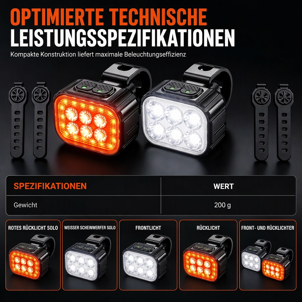 ⏳Begrenzte Zeit 50% Rabatt💥Helles Fahrradlicht-Set mit Frontscheinwerfer und Rücklicht für Nachtsicherheit Warnung Mountainbike Zubehör