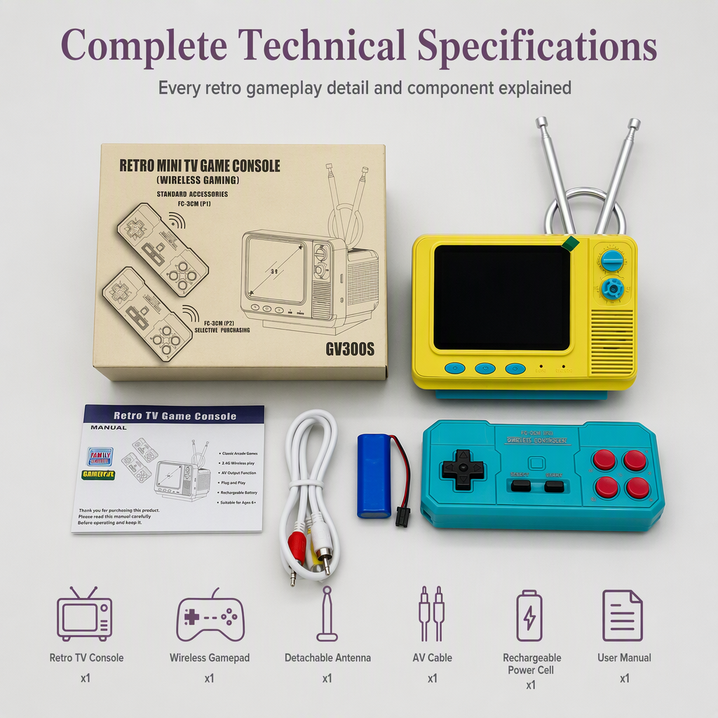 ⏳Begrenzte Zeit 50% Rabatt💥Klassische Retro Mini TV-Spielekonsole GV300S – Nostalgische kabellose Handheld-Konsole mit TF-Kartenversion
