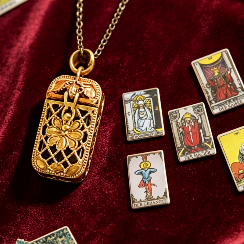 🌟Begrenzte Zeit 50% Rabatt🔮 Vintage-Tarot-Medaillon-Anhängerhalskette