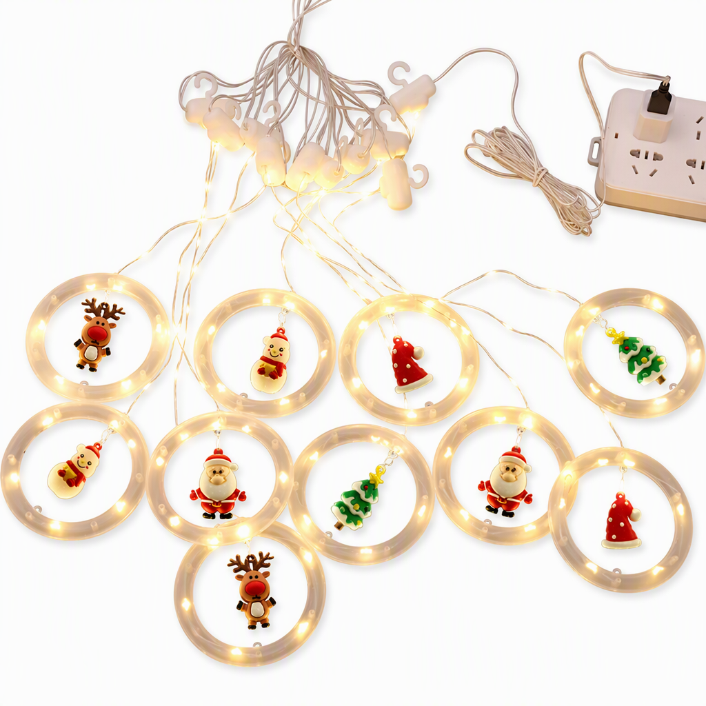 🎄 Begrenzte Zeit 50% Rabatt 💡 LED-Weihnachts-Eiszapfen-Lichterkette, USB-betrieben, hängende Lichter mit Stern- und Weihnachtsbaumring für Weihnachtsfensterdekoration