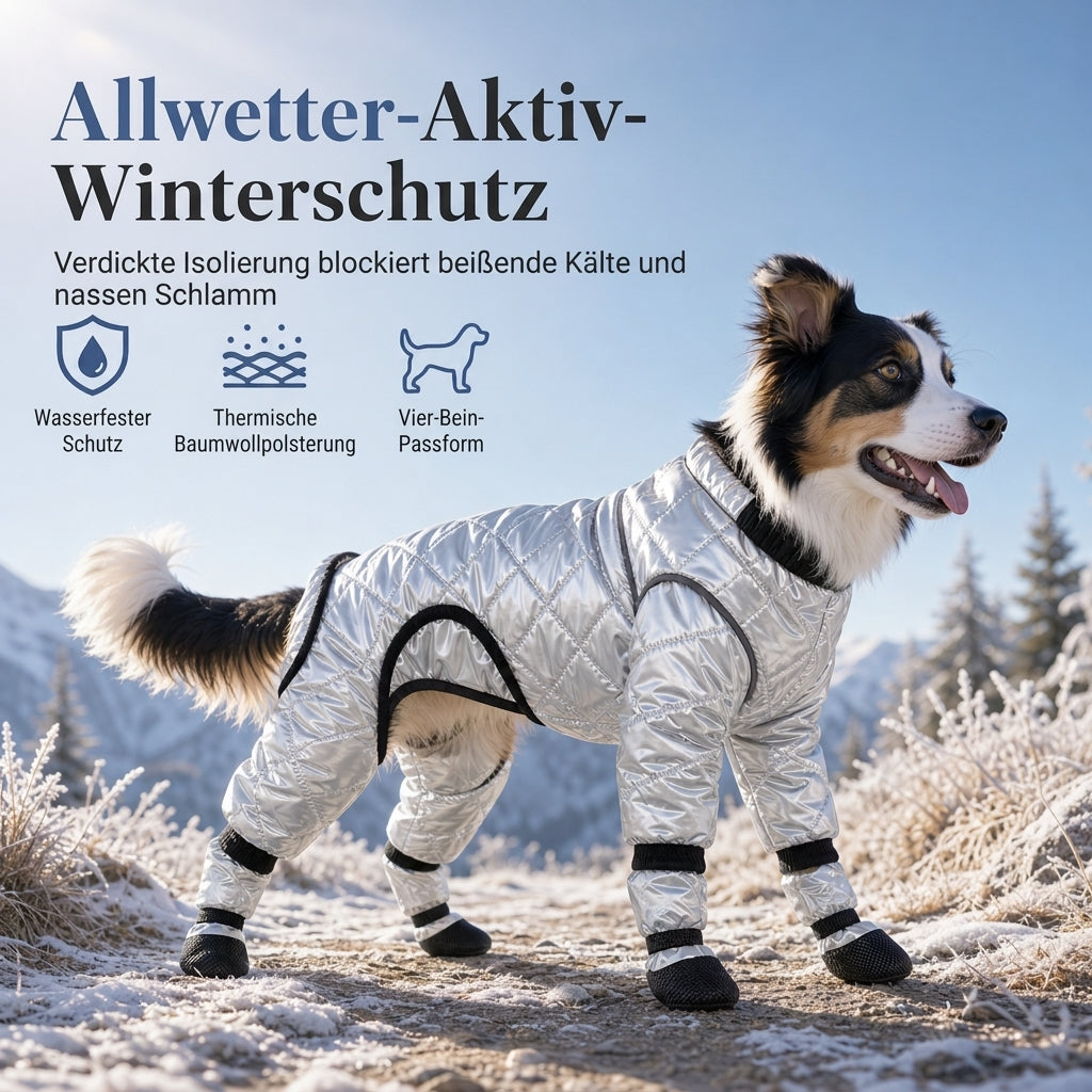 ⏳Begrenzte Zeit 50% Rabatt🐾 Wasserdichter Overall mit Vollabdeckung, gefüttert mit Fleece, dicker warmer vierbeiniger Mantel für Hunde im Winter