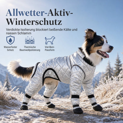 ⏳Begrenzte Zeit 50% Rabatt🐾 Wasserdichter Overall mit Vollabdeckung, gefüttert mit Fleece, dicker warmer vierbeiniger Mantel für Hunde im Winter