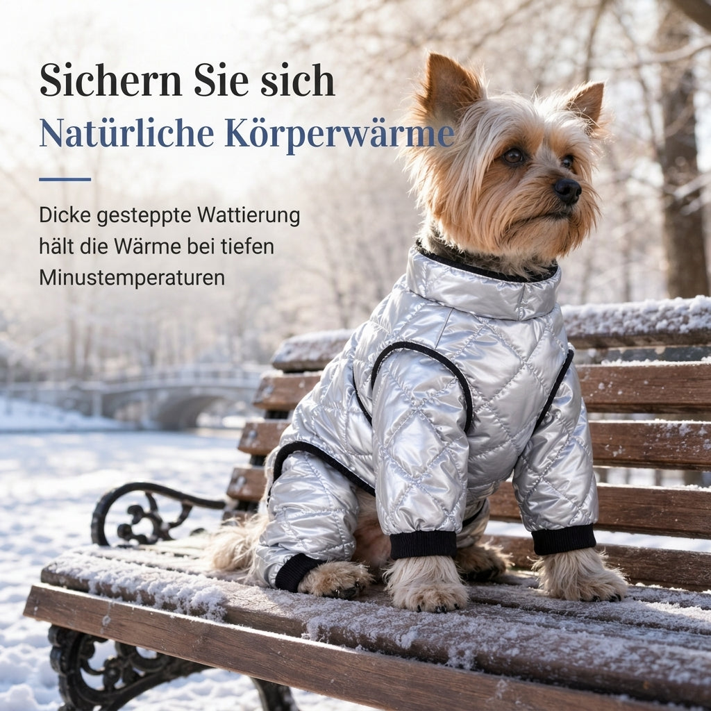 ⏳Begrenzte Zeit 50% Rabatt🐾 Wasserdichter Overall mit Vollabdeckung, gefüttert mit Fleece, dicker warmer vierbeiniger Mantel für Hunde im Winter