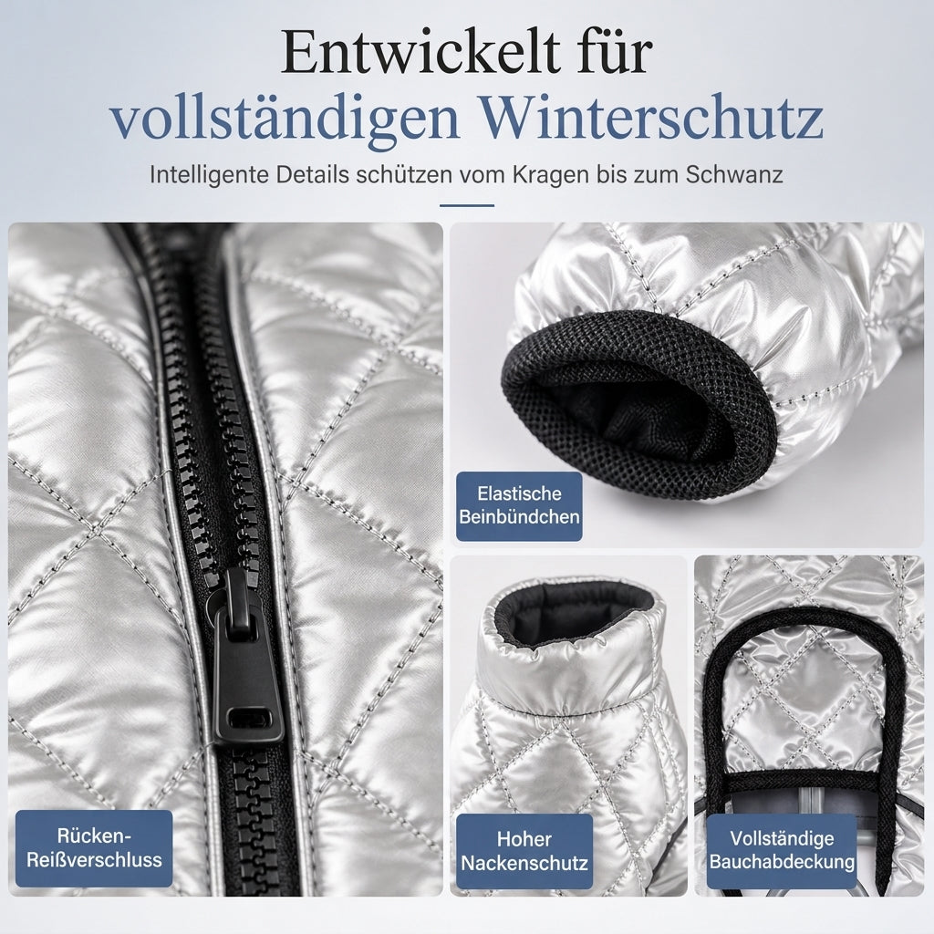 ⏳Begrenzte Zeit 50% Rabatt🐾 Wasserdichter Overall mit Vollabdeckung, gefüttert mit Fleece, dicker warmer vierbeiniger Mantel für Hunde im Winter