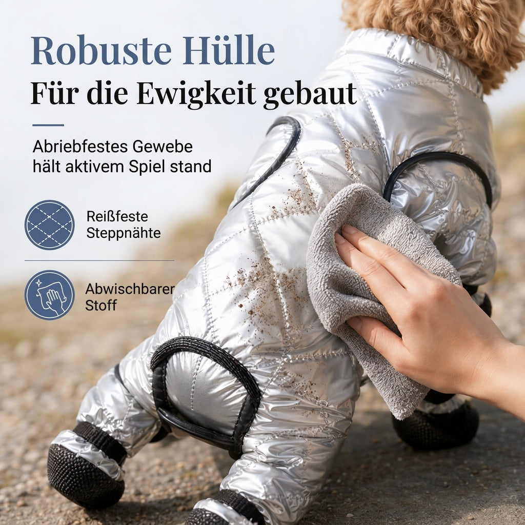 ⏳Begrenzte Zeit 50% Rabatt🐾 Wasserdichter Overall mit Vollabdeckung, gefüttert mit Fleece, dicker warmer vierbeiniger Mantel für Hunde im Winter