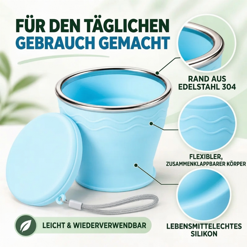 ⏳Begrenzte Zeit 50% Rabatt💥Tragbarer, zusammenklappbarer Reisebecher aus Silikon