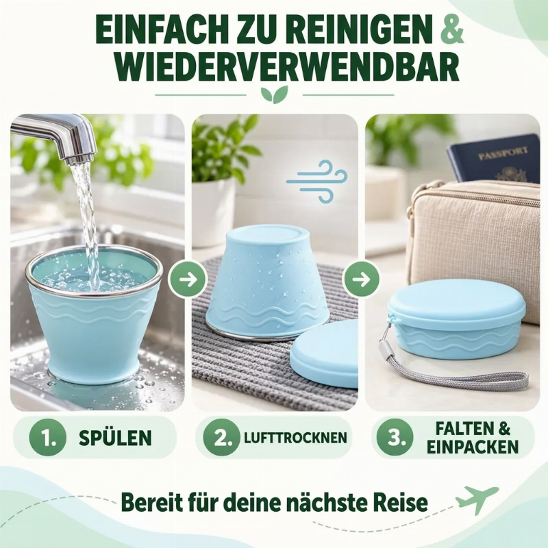 ⏳Begrenzte Zeit 50% Rabatt💥Tragbarer, zusammenklappbarer Reisebecher aus Silikon