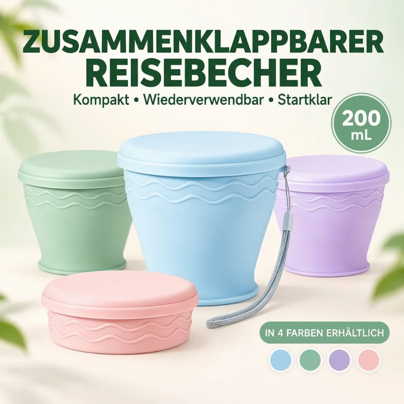 ⏳Begrenzte Zeit 50% Rabatt💥Tragbarer, zusammenklappbarer Reisebecher aus Silikon