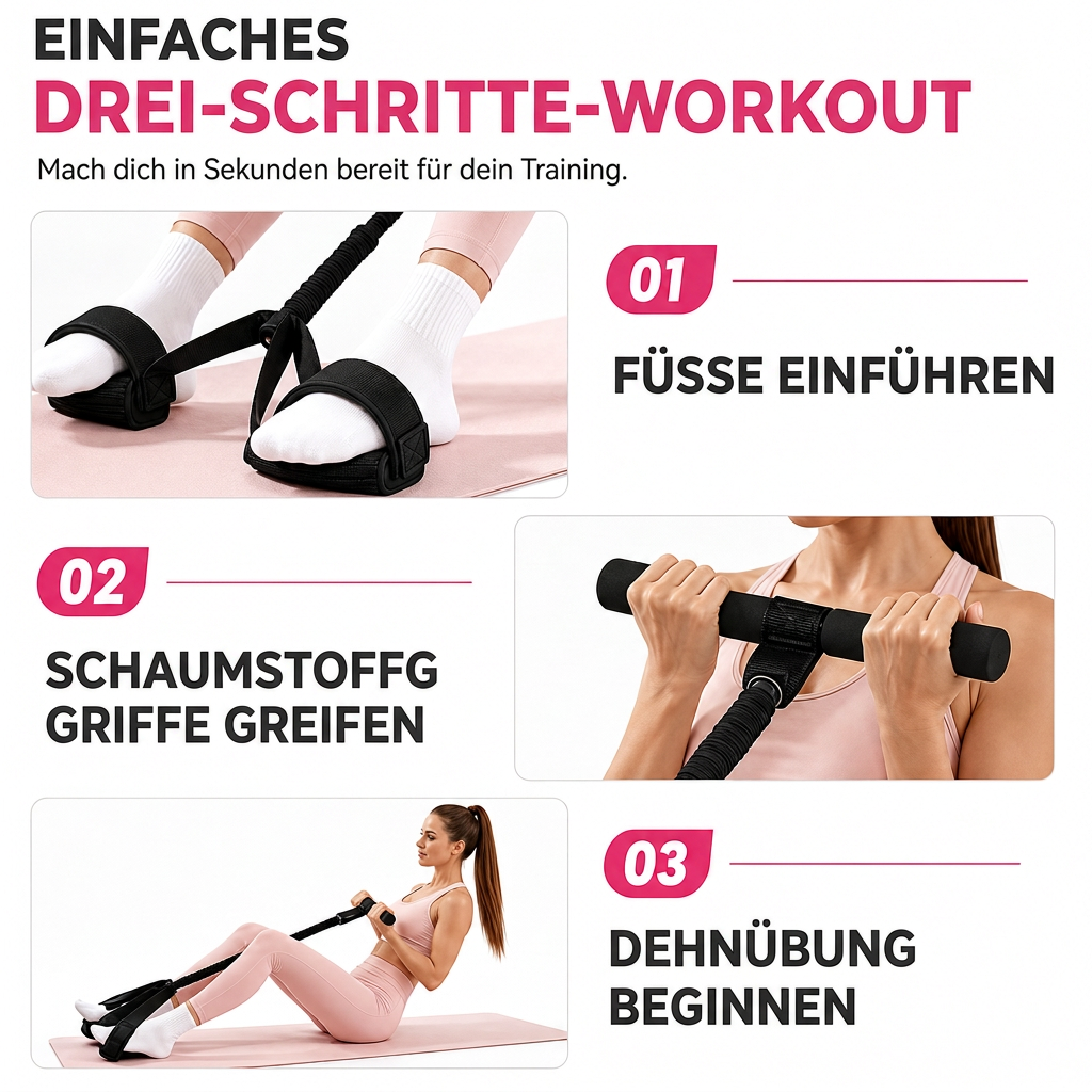 ⏳Begrenzte Zeit 50% Rabatt💥Pedal-Widerstandsband, 25 kg elastisches Zugseil für Heimfitness, Sit-Up-Hilfe und Beintraining