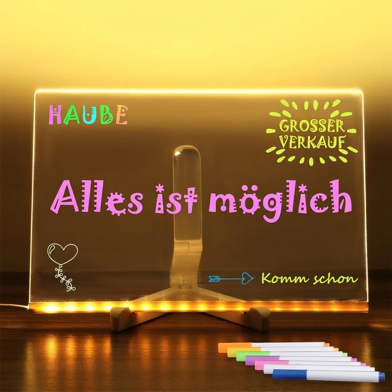 ⏳Begrenzte Zeit 50% Rabatt💥LED-Leuchtkasten mit Buchstaben und Notizglas (mit 7 bunten Stiften)