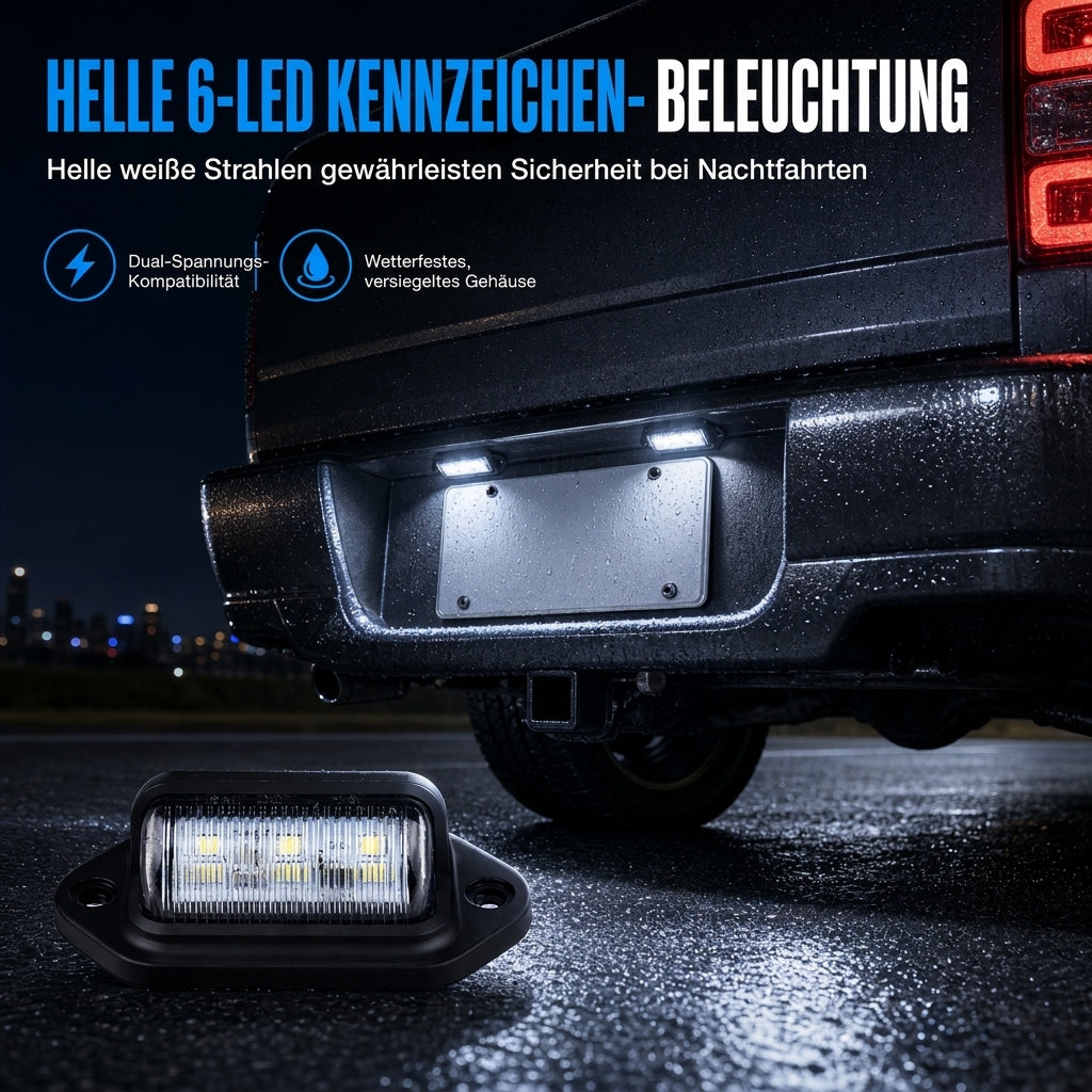 ⏳Begrenzte Zeit 50% Rabatt💥6-LED-Kennzeichenleuchte 12V 24V Universal-Weißsignalarmatur Arbeitsleuchte für Autos LKW Wohnmobile Anhänger