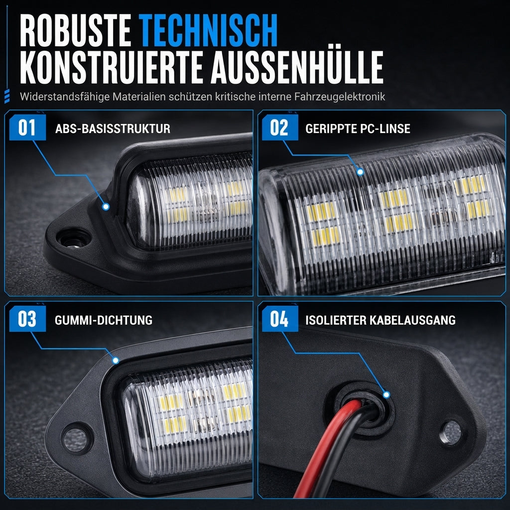 ⏳Begrenzte Zeit 50% Rabatt💥6-LED-Kennzeichenleuchte 12V 24V Universal-Weißsignalarmatur Arbeitsleuchte für Autos LKW Wohnmobile Anhänger