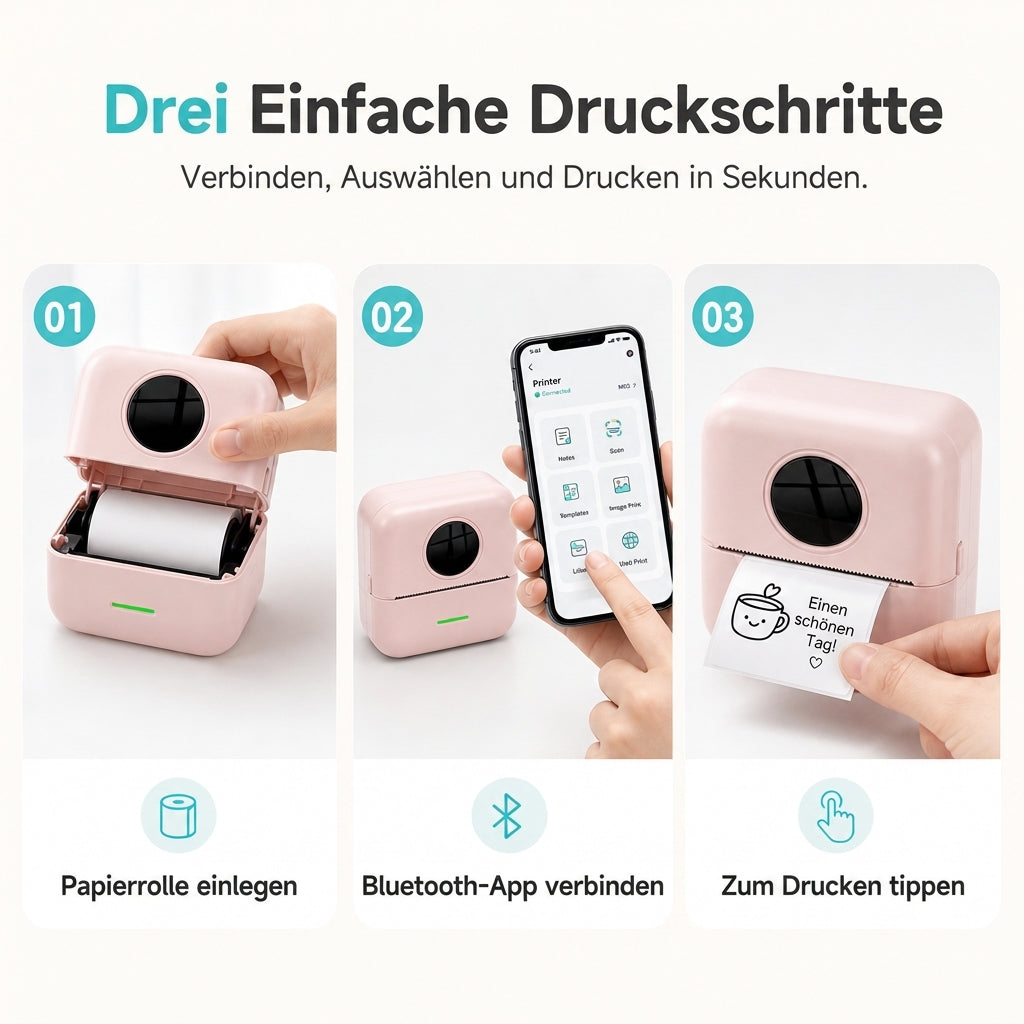 🎒 Begrenzte Zeit 50% Rabatt ⚡ Tragbarer Mini Bluetooth Thermodrucker