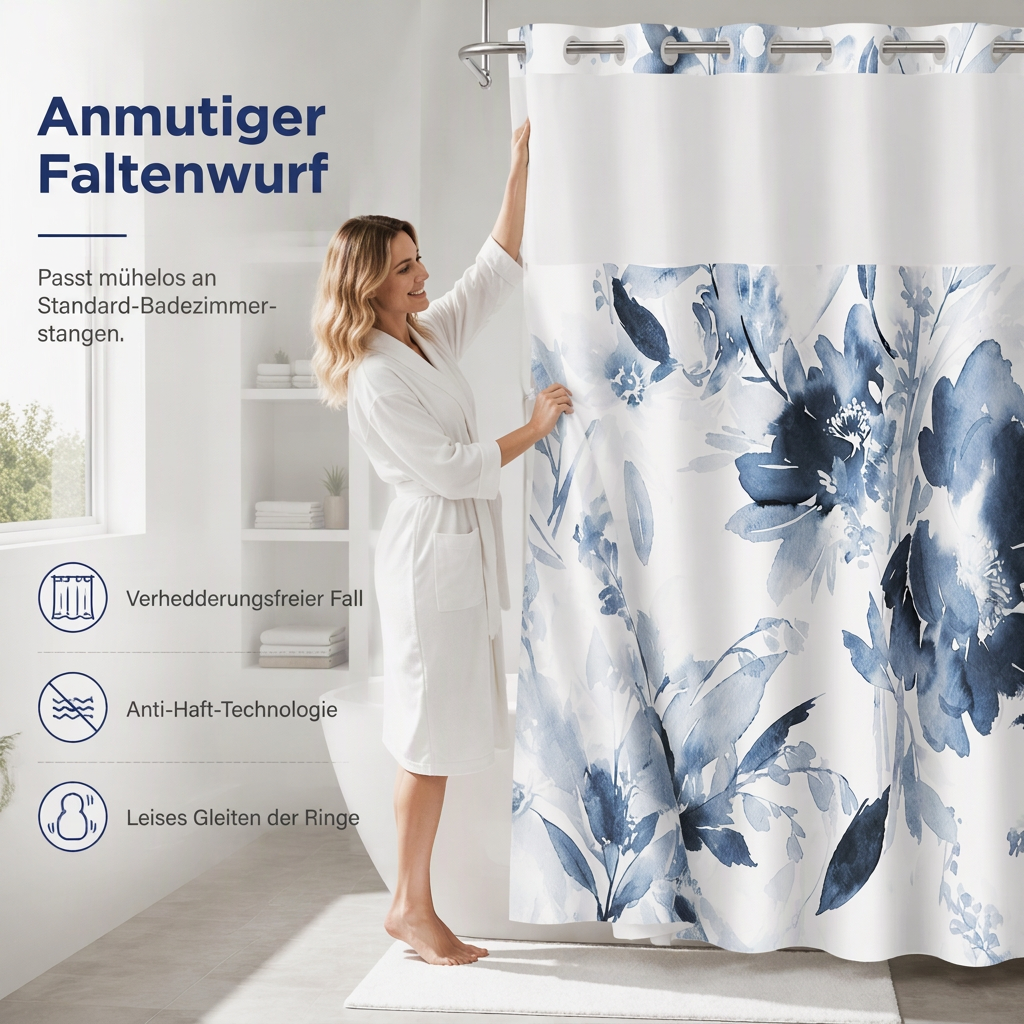 🌸 Begrenzte Zeit 50% Rabatt 🛁 Wasserdichter Duschvorhang mit Blumenmuster