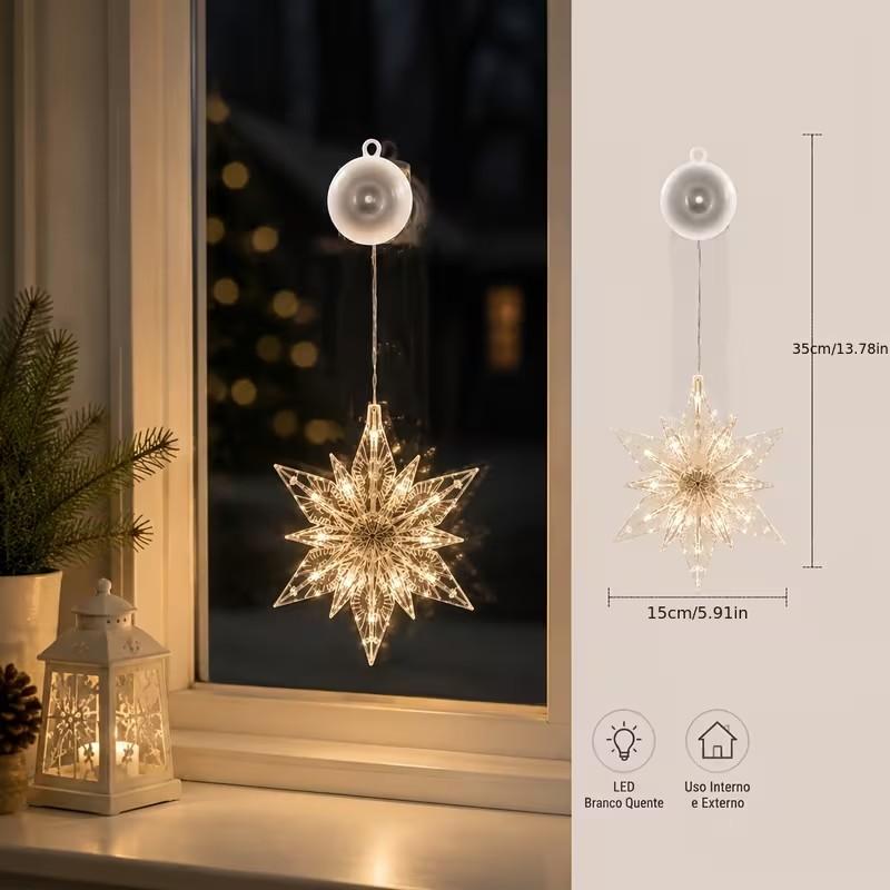 🎄❄️ DIY-Weihnachts-Schneeflocken-LED-Lichter mit Saugnäpfen ✨ | Batteriebetrieben, warmes Licht und mehrfarbig, Fensterlichter mit Saugnäpfen, Weihnachtsdekoration für Zuhause und Partys