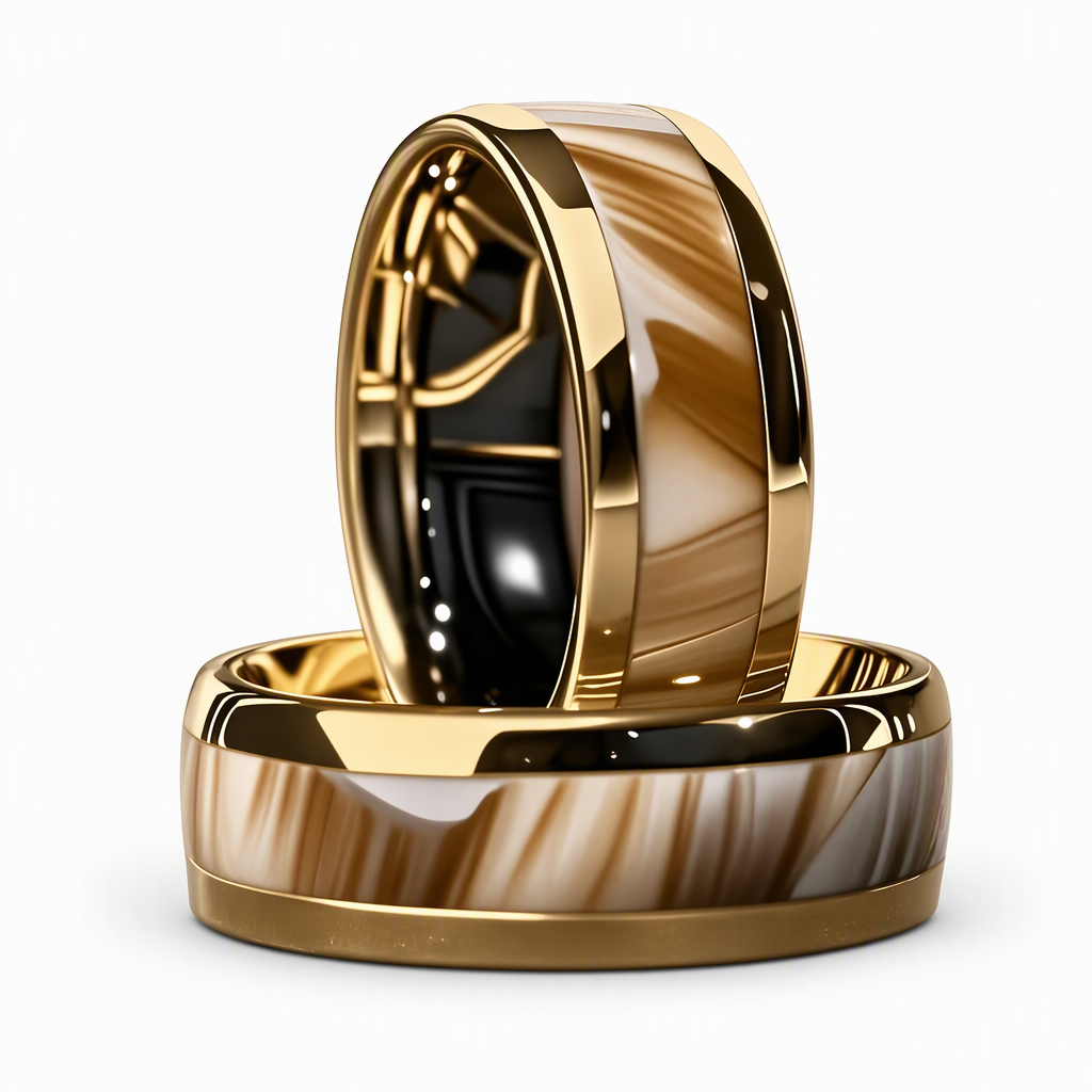 💍 Begrenzte Zeit 50% Rabatt ✨ Edelstahl Ring mit Emaille-Streifen – Rostfreier 316L Titanstahl, glänzende 18K Gold Spiegel-Elektroplattierung, kontrastierendes schwarzes Emaille-Streifen Inlay & ergonomischer Komfort-Passform Innenraum – 7 Größen 💎