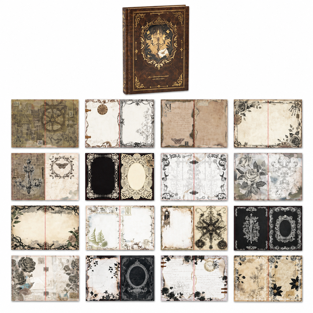 📖 Begrenzte Zeit 50% Rabatt 🌹 Hardcover-Notizbuch im Vintage-European-Stil mit geprägtem Einband, Goldfolien-Akzenten und farbig illustrierten Seiten