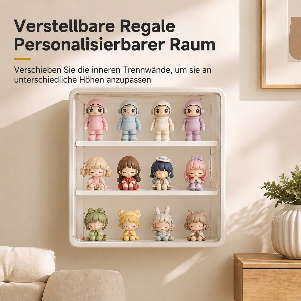 ✨ Begrenzte Zeit 50% Rabatt 📏 Wandmontierte, transparente Vitrine für Actionfiguren und Aufbewahrungsorganizer mit zwei Ablagen