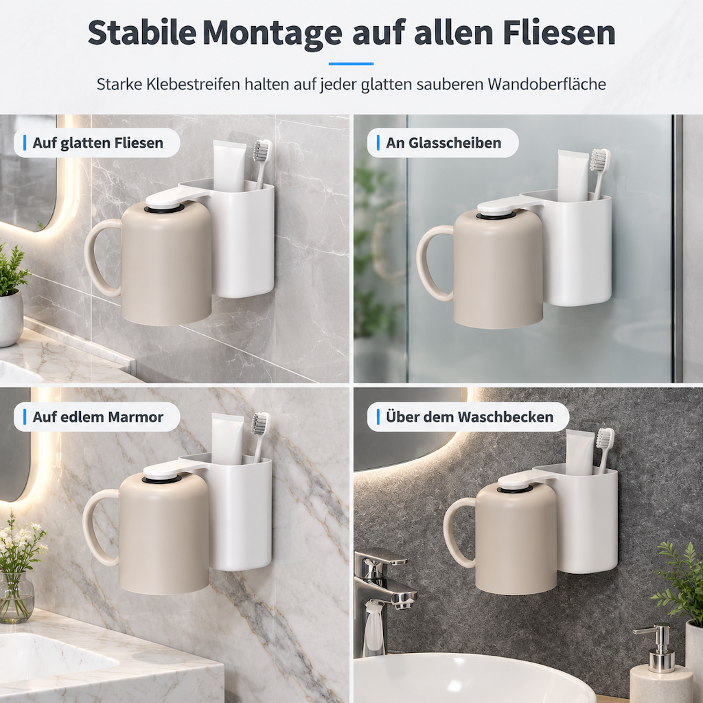 🧲 Begrenzte Zeit 50% Rabatt 🛁 Wandmontierter Zahnbürstenhalter ohne Bohren