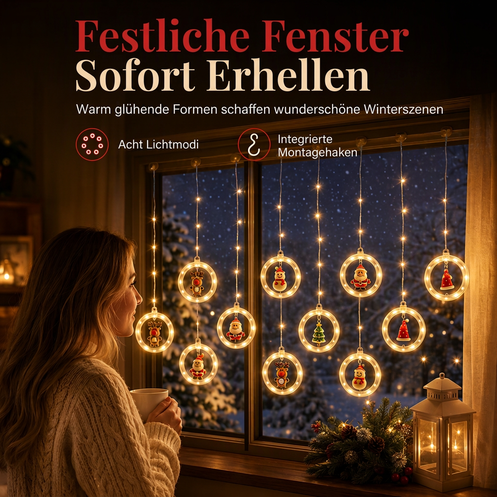 🎄 Begrenzte Zeit 50% Rabatt 💡 LED-Weihnachts-Eiszapfen-Lichterkette, USB-betrieben, hängende Lichter mit Stern- und Weihnachtsbaumring für Weihnachtsfensterdekoration