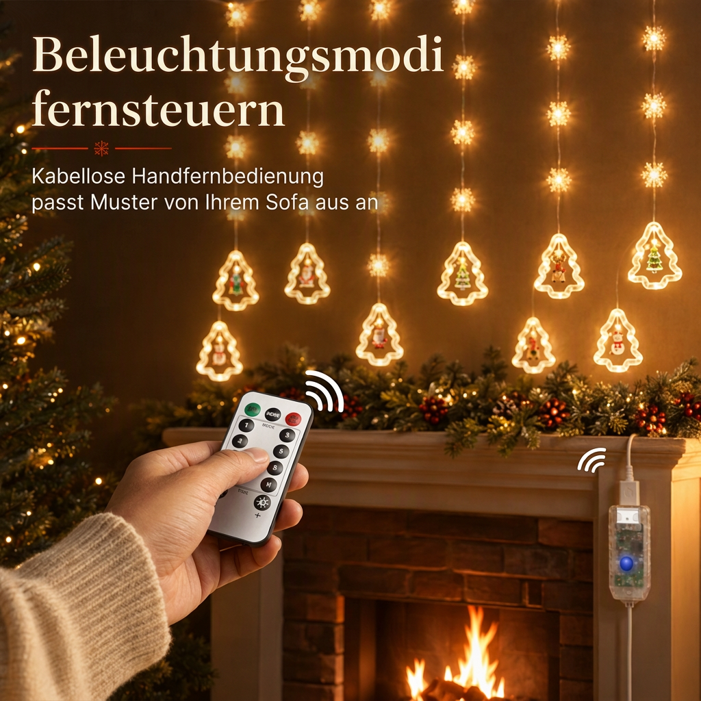 🎄 Begrenzte Zeit 50% Rabatt 💡 LED-Weihnachts-Eiszapfen-Lichterkette, USB-betrieben, hängende Lichter mit Stern- und Weihnachtsbaumring für Weihnachtsfensterdekoration