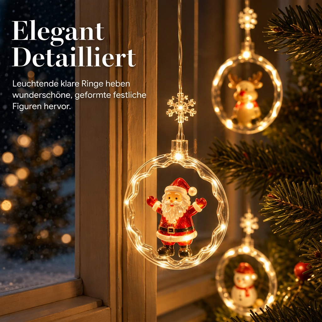 🎄 Begrenzte Zeit 50% Rabatt 💡 LED-Weihnachts-Eiszapfen-Lichterkette, USB-betrieben, hängende Lichter mit Stern- und Weihnachtsbaumring für Weihnachtsfensterdekoration