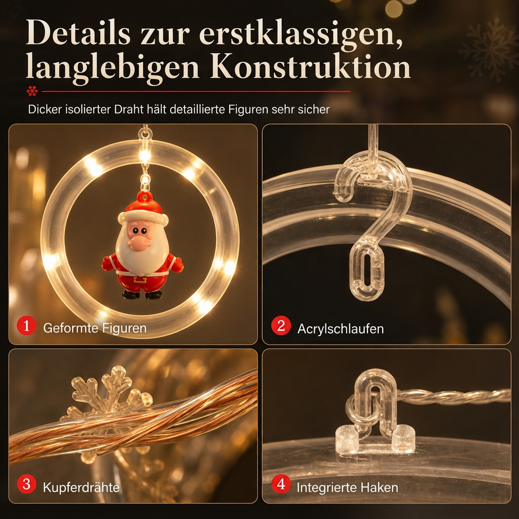 🎄 Begrenzte Zeit 50% Rabatt 💡 LED-Weihnachts-Eiszapfen-Lichterkette, USB-betrieben, hängende Lichter mit Stern- und Weihnachtsbaumring für Weihnachtsfensterdekoration