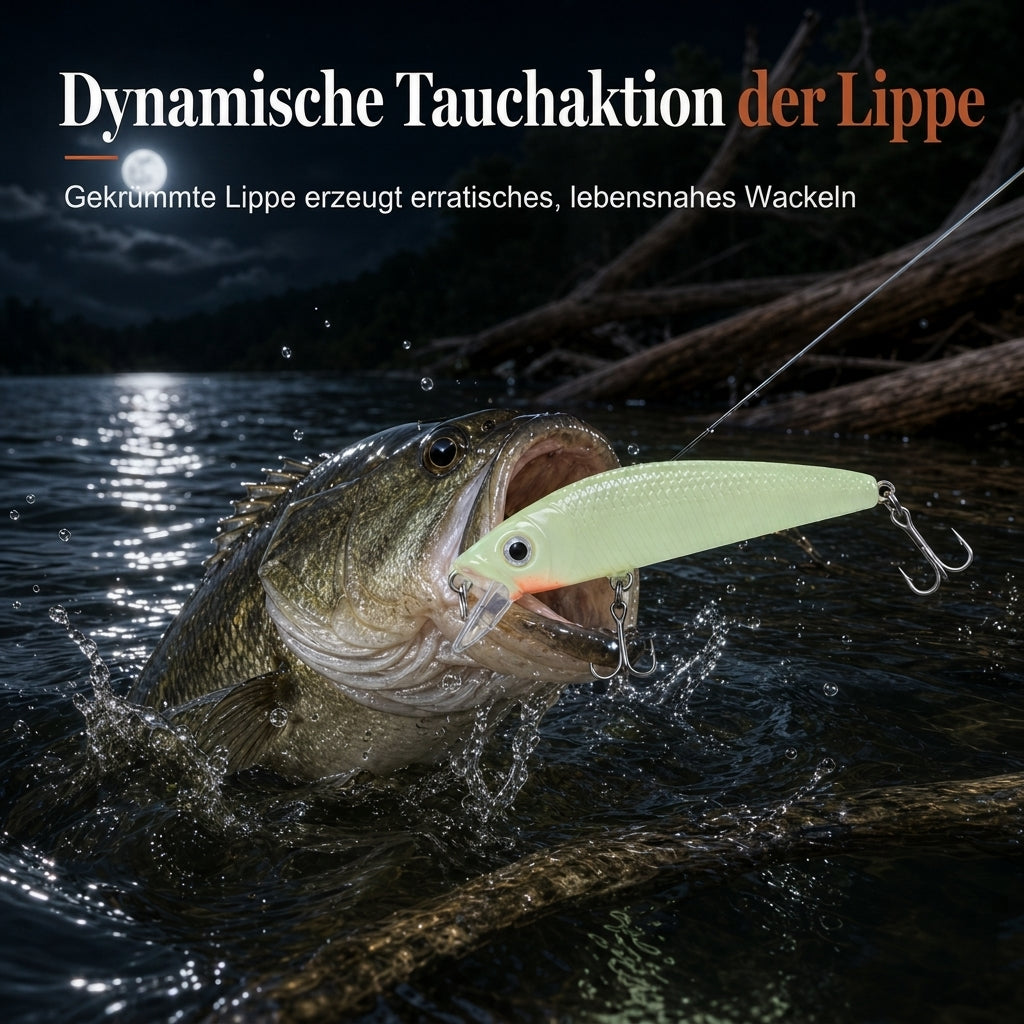🎣 Begrenzte Zeit 50% Rabatt 🎒 7cm, 8g leuchtender Minnow Hard Bait, künstlicher Köder für die Nachtfischerei