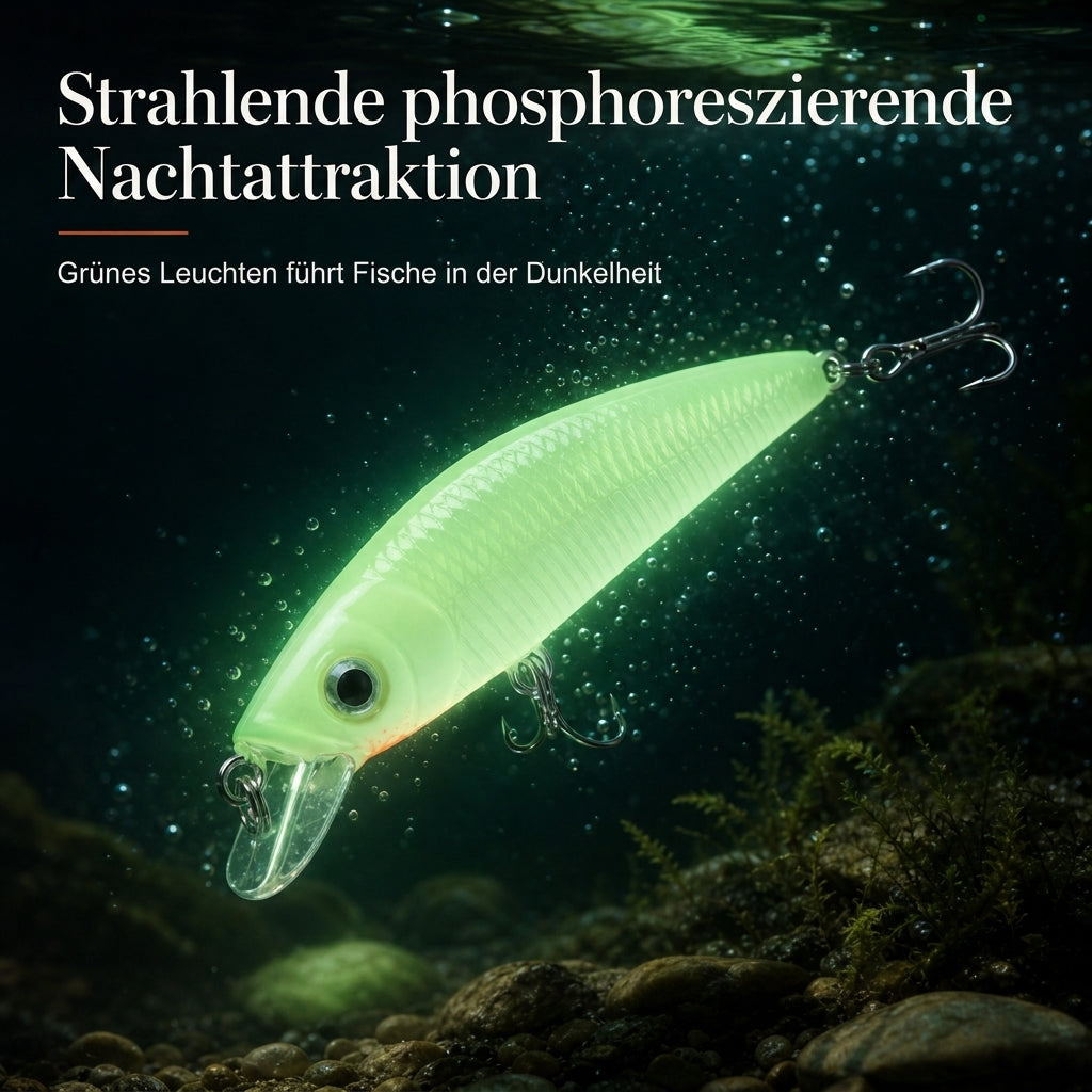 🎣 Begrenzte Zeit 50% Rabatt 🎒 7cm, 8g leuchtender Minnow Hard Bait, künstlicher Köder für die Nachtfischerei