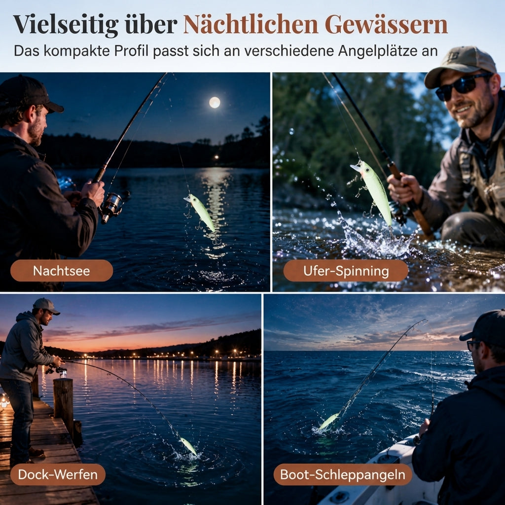 🎣 Begrenzte Zeit 50% Rabatt 🎒 7cm, 8g leuchtender Minnow Hard Bait, künstlicher Köder für die Nachtfischerei