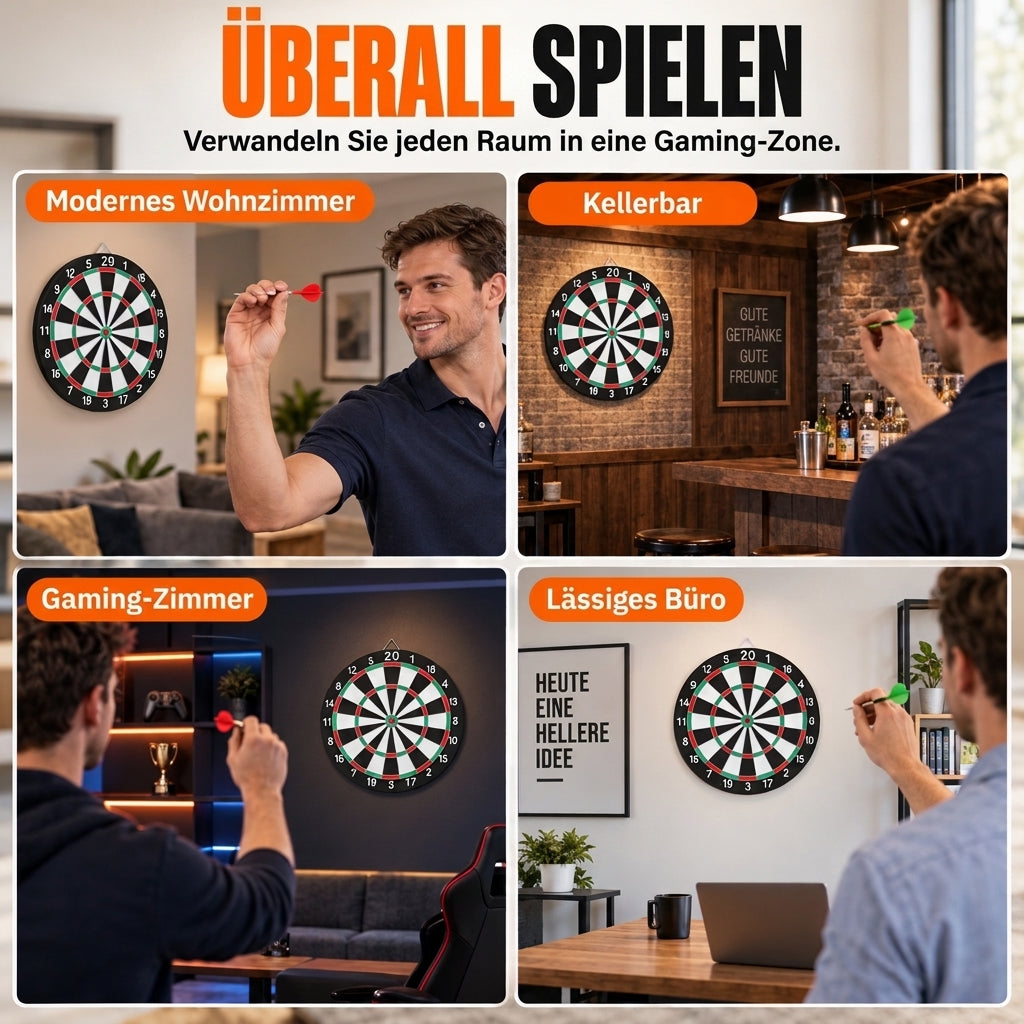 🏠 Begrenzte Zeit 50% Rabatt 🎯 Zweiseitige Dartscheibe mit Steel-Tip-Darts